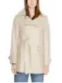 Beiger doppelreihiger Trenchcoat mit Gürtel