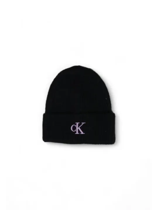 Schwarze Strickmütze mit Calvin Klein Logo
