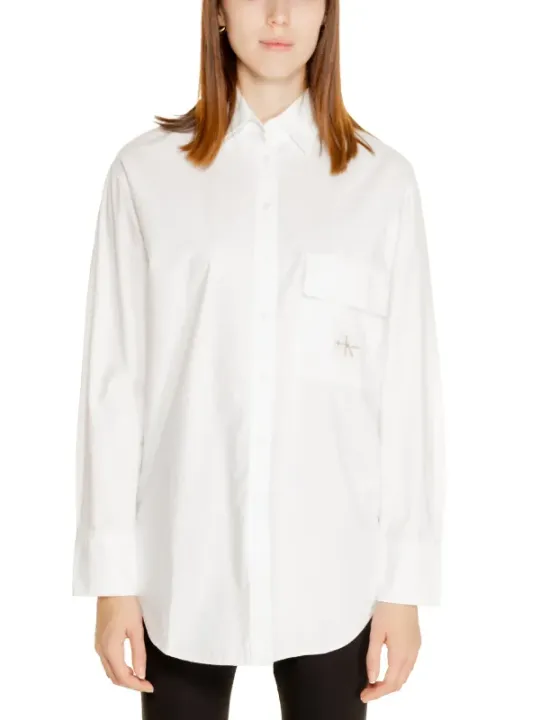 Weiße Bluse mit Metallic-Stickerei