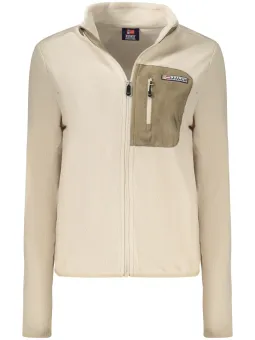 Beiges Damen Sweatshirt 1963: Norwegen-Stil mit Reißverschluss