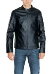 Schwarze Lederjacke klassischer Biker-Stil