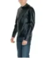 Schwarze Lederjacke mit Reißverschluss