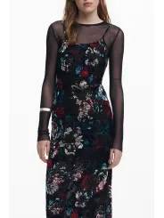Desigual Langes Schwarzes Damenkleid – Stilvoll & Elegant