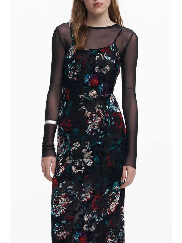 Desigual Langes Schwarzes Damenkleid – Stilvoll & Elegant