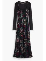 Desigual Langes Schwarzes Damenkleid – Stilvoll & Elegant