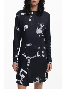 Desigual Damen Schwarzes Kurzes Kleid - Stilvoll & Elegant