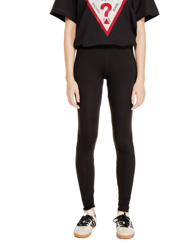 Schwarze Leggings mit rotem Dreieck Schwarze Leggings mit rotem Dreieck