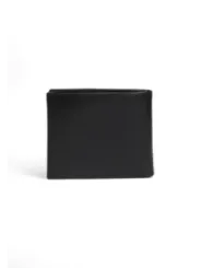 Schwarze Leder Geldbörse geöffnet