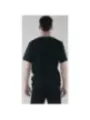 Schwarzes Tencel-T-Shirt mit Logo