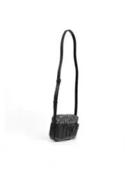 Schwarze Lederhandtasche mit Umhängeriemen