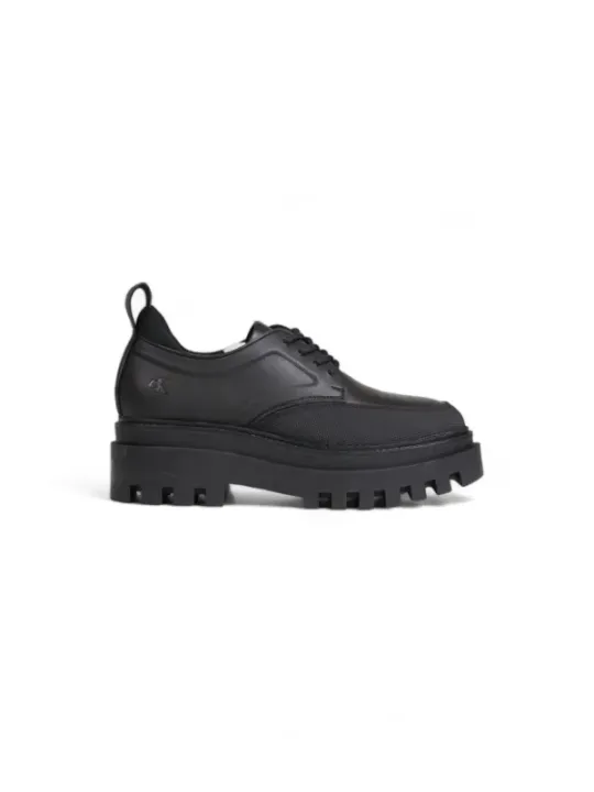 Schwarze Leder Oxford Damenschuhe