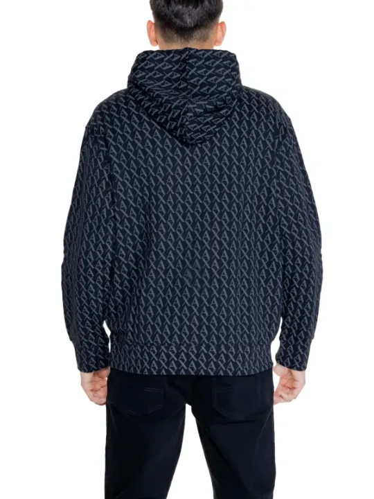 Schwarze Oversize Kapuzenjacke mit Muster