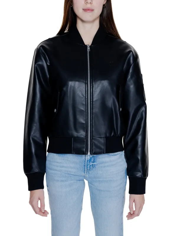 Schwarze Leder Bomberjacke für Damen Schwarze Leder Bomberjacke für Damen