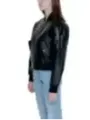 Schwarze Leder Bomberjacke Calvin Klein
