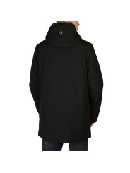 Schwarze wasserdichte Herrenjacke mit Kapuze