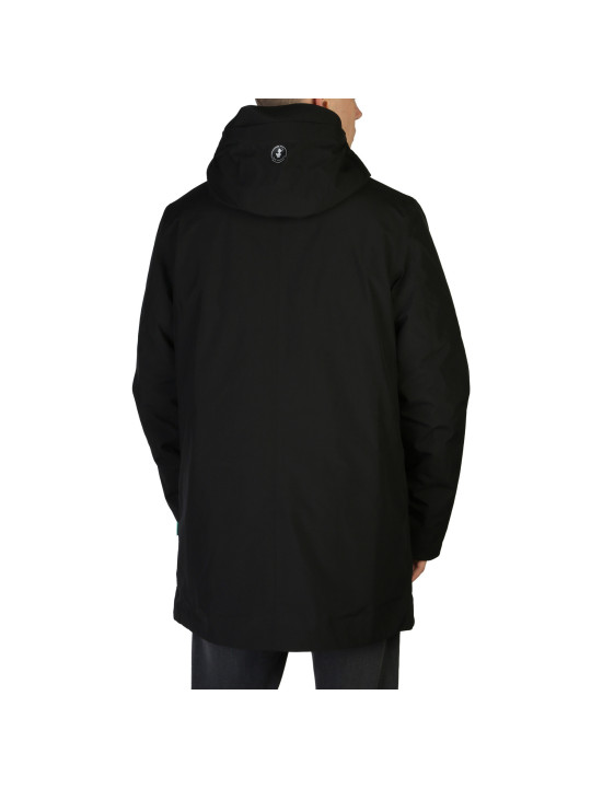 Schwarze wasserdichte Herrenjacke mit Kapuze