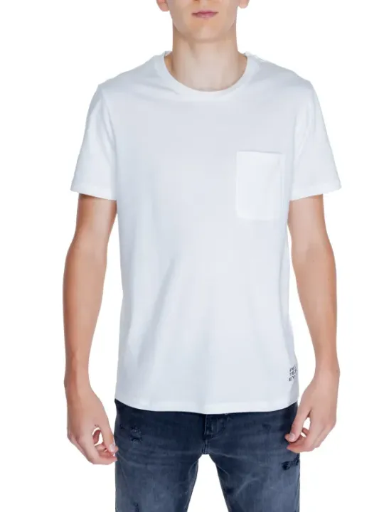 Weißes Flanell-T-Shirt mit Tasche