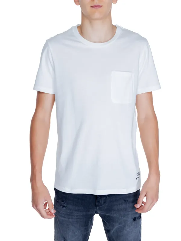 Weißes Flanell-T-Shirt mit Tasche Weißes Flanell-T-Shirt mit Tasche