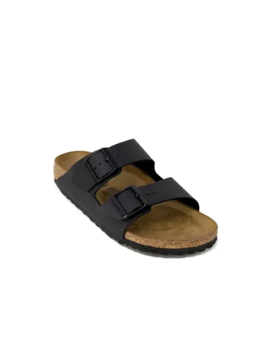 Schwarze Birkenstock-Sandalen mit Korkfußbett