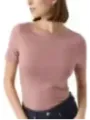 Rosa kurz geschnittenes Rundhals-T-Shirt
