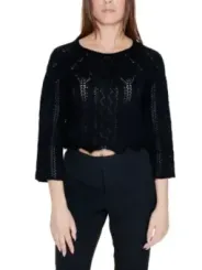 Schwarzer Vero Moda Häkelpullover