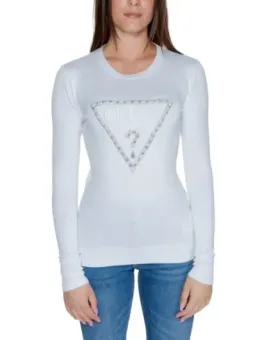 Weißes Guess-Logo Langarm-Top