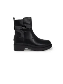 Schwarze Lederstiefel mit Reißverschluss