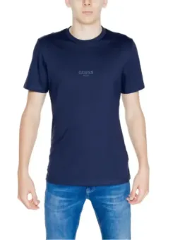 Navy Guess Rundhalsausschnitt T-Shirt