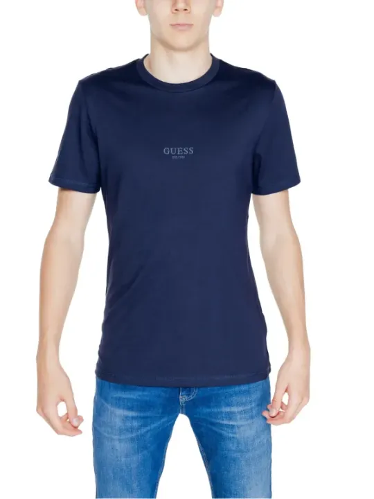 Navy Guess Rundhalsausschnitt T-Shirt