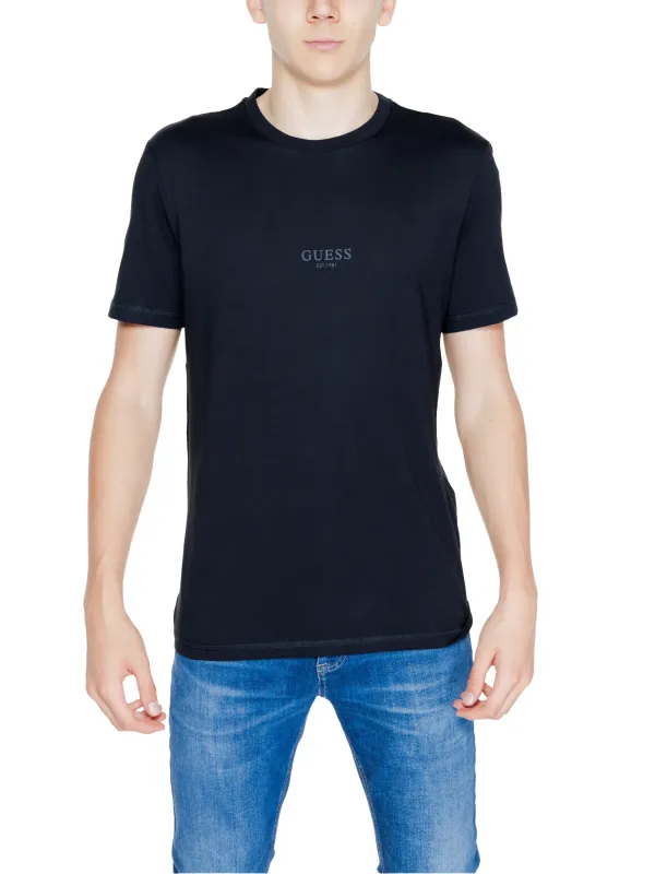 Schwarzes GUESS Logo Baumwoll T-Shirt Schwarzes GUESS Logo Baumwoll T-Shirt