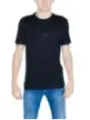 Schwarzes GUESS Logo Baumwoll T-Shirt