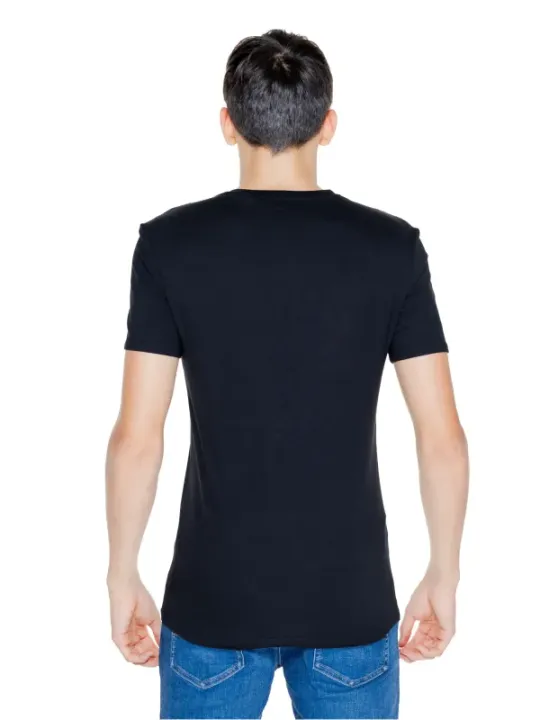 Schwarzes Guess Grafik T-Shirt Baumwolle