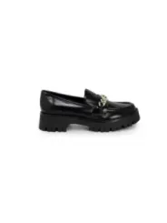 Schwarzer Lackleder-Loafer mit Absatz