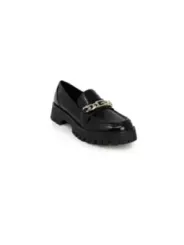 Schwarzer Leder-Loafer mit klobiger Sohle