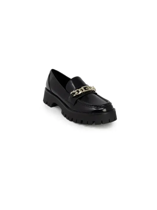 Schwarzer Leder-Loafer mit klobiger Sohle