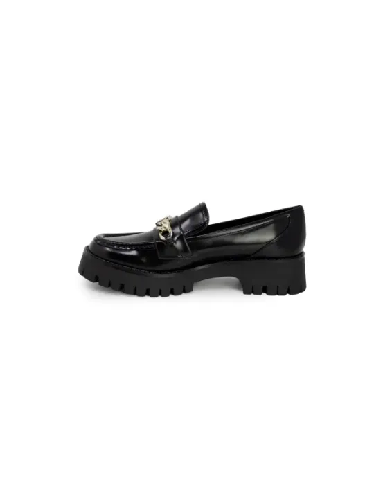 Schwarze Lackleder Loafer mit Absatz