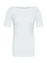 Weißes Baumwoll-T-Shirt kurzärmlig Damen