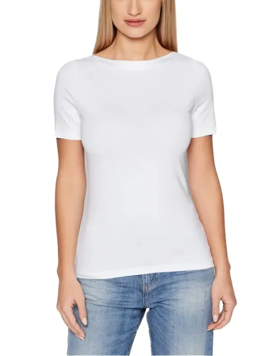 Weißes Baumwoll-T-Shirt lockerer Schnitt