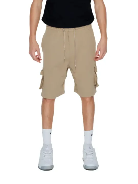 Beige Cargo-Shorts mit Kordelzug und Taschen