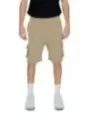 Beige Cargo-Shorts mit Kordelzug und Taschen