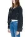 Schwarze Jeansjacke mit weißer Naht