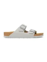 Graue Birkenstock-Sandalen mit Korkfußbett