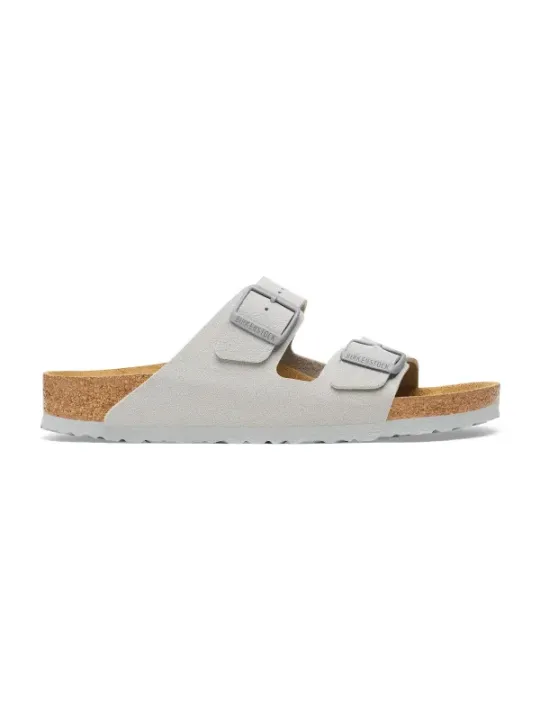 Graue Birkenstock-Sandalen mit Korkfußbett