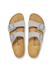 Graue Birkenstock-Sandale mit Korkfußbett