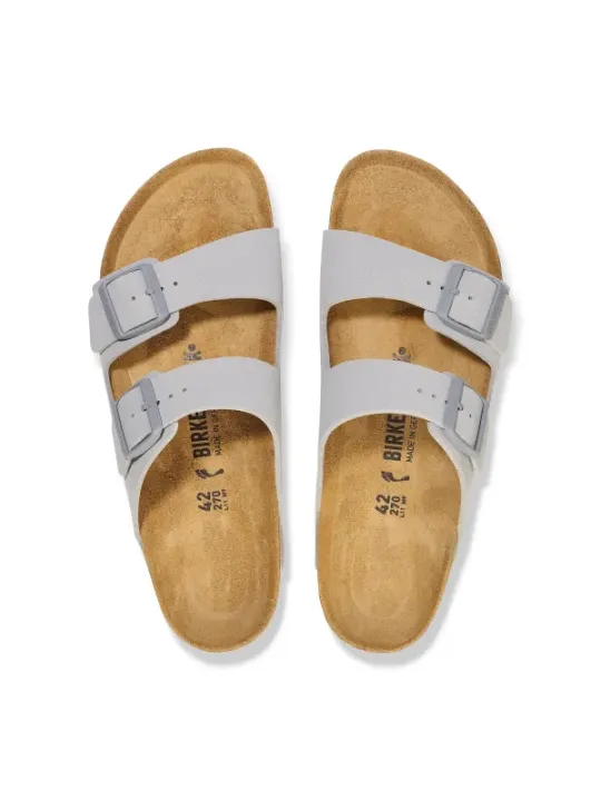 Graue Birkenstock-Sandale mit Korkfußbett