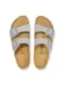 Graue Birkenstock-Sandale mit Korkfußbett