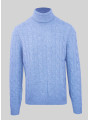 Blauer Merinowoll-Rollkragenpullover für Herren
