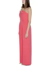 Rosa trägerloses Maxikleid mit Gürtel