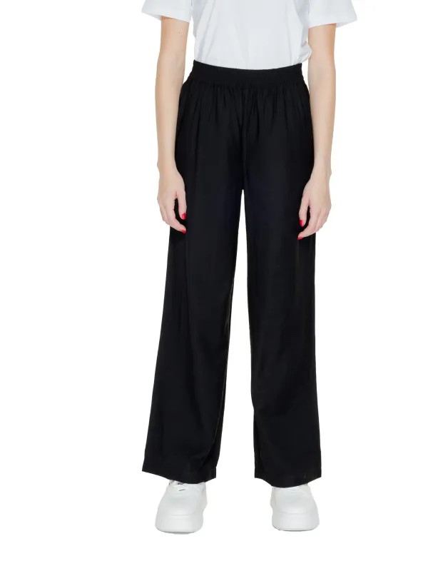 Schwarze Seide Wolle Hosen weitbeinig Schwarze Seide Wolle Hosen weitbeinig