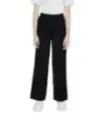 Schwarze Seide Wolle Hosen weitbeinig